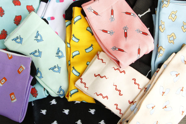Add some fun to your daily sock wardrobe with medical-themed socks