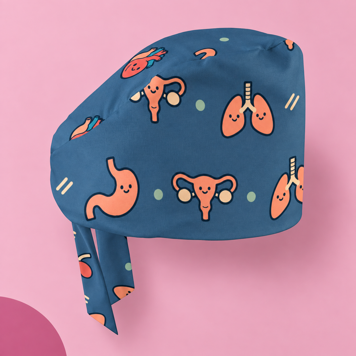 All Organs Regular Scrub Cap — Studio view of the printed regular scrub cap on a coordinated background.