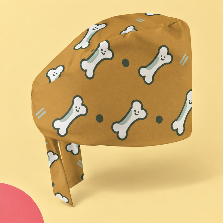 Bone Regular Scrub Cap — Studio view of the printed regular scrub cap on a coordinated background.
