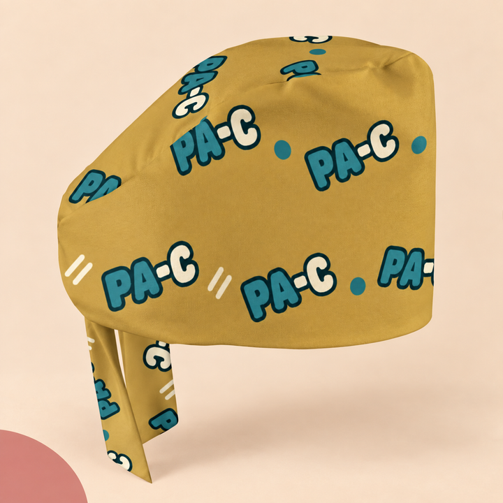 PA-C Regular Scrub Cap — Studio view of the printed regular scrub cap on a coordinated background.