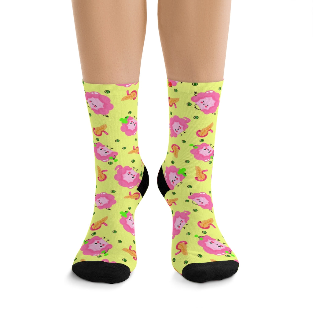 Intestine Socks — worn, front view