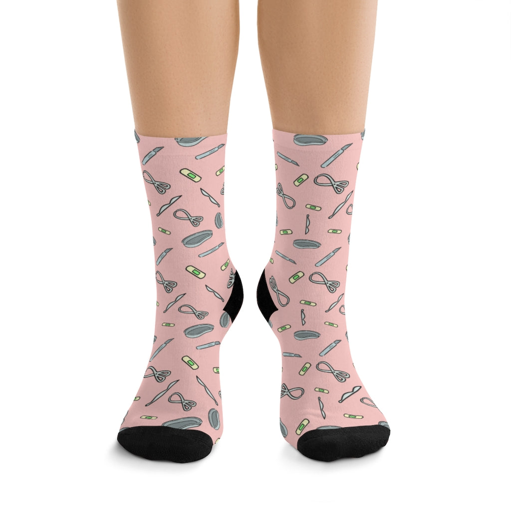 Surgery Socks — worn, front view