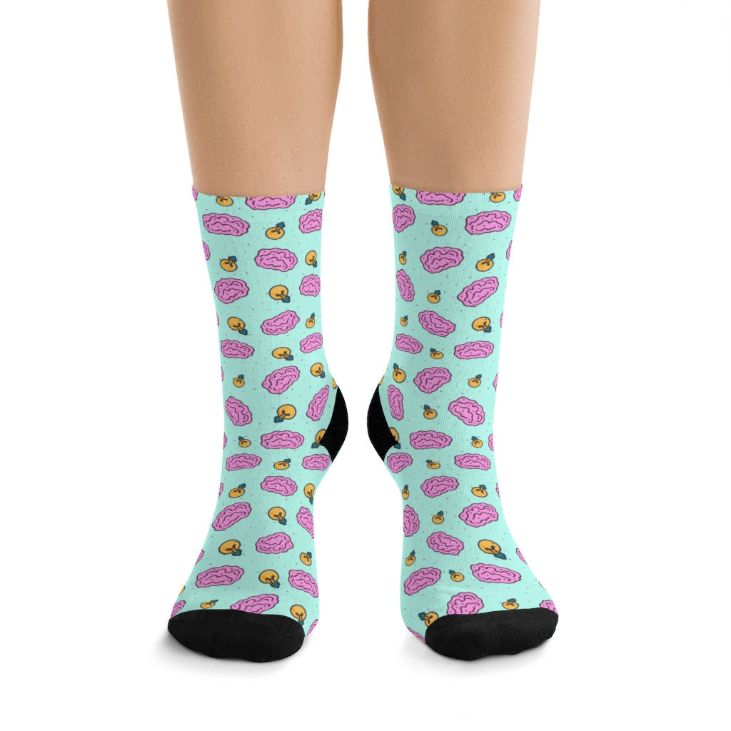 Brain Socks — worn, front view
