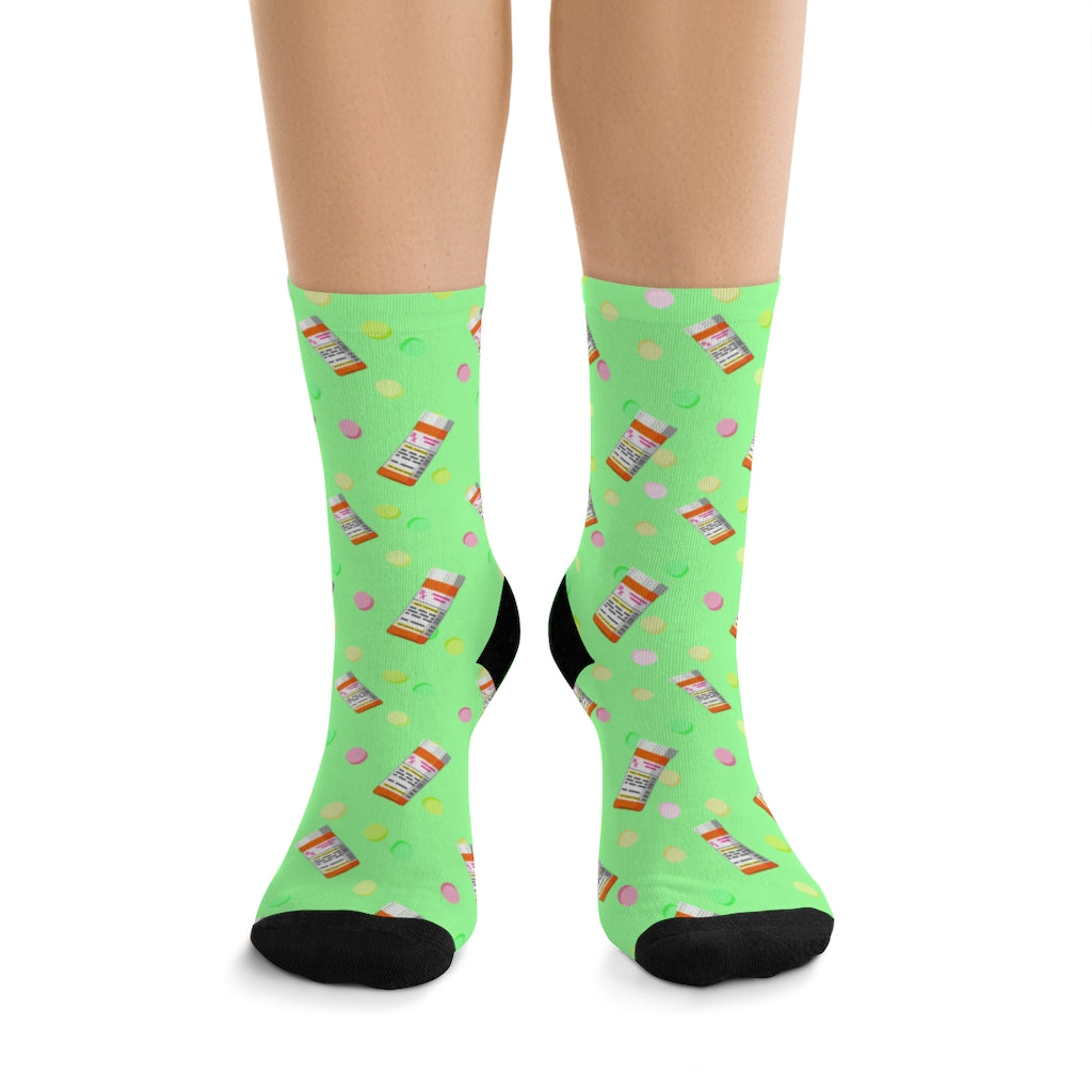 Rx Socks — worn, front view