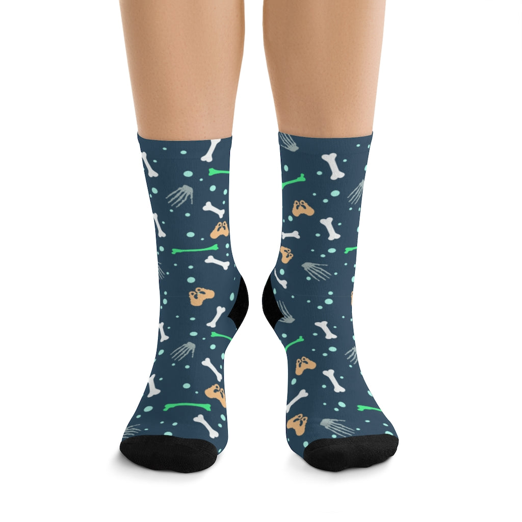 Bone Socks — worn, front view