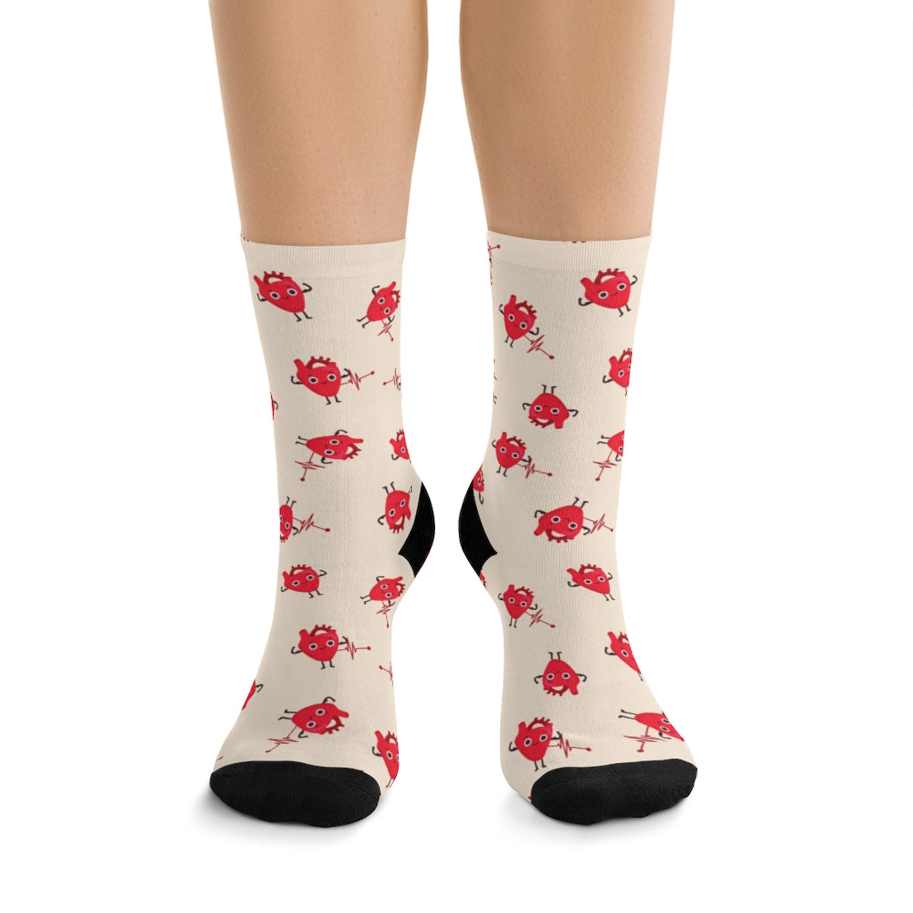Heart Socks — worn, front view