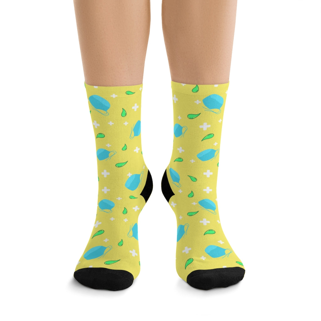 Surgical Cap Socks — worn, front view