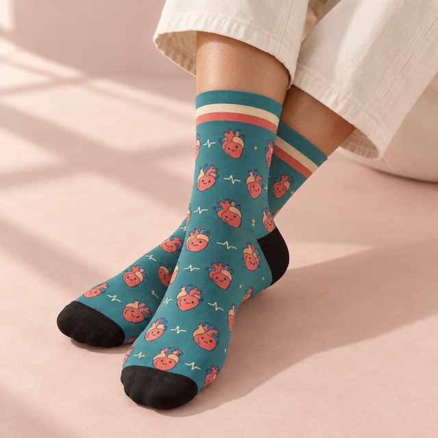 Heart Socks — on foot