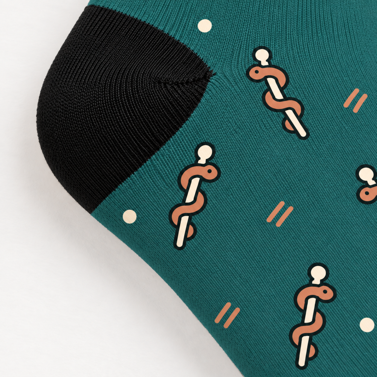 Rod of Asclepius Socks — close-up