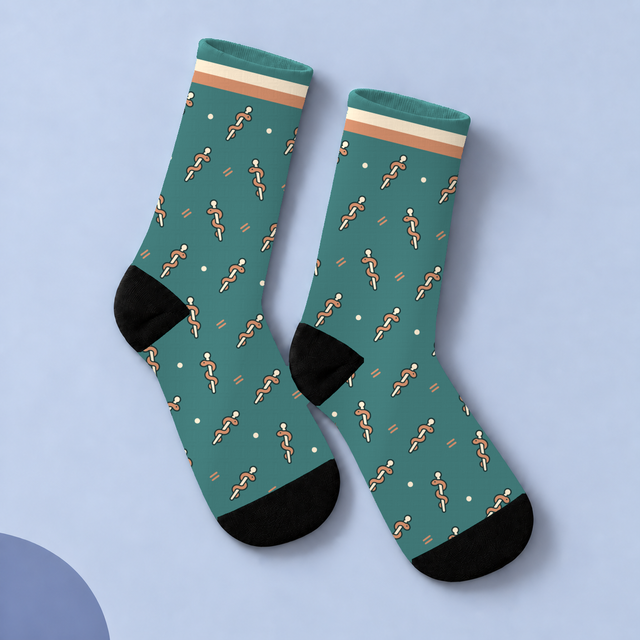Rod of Asclepius Socks — studio view